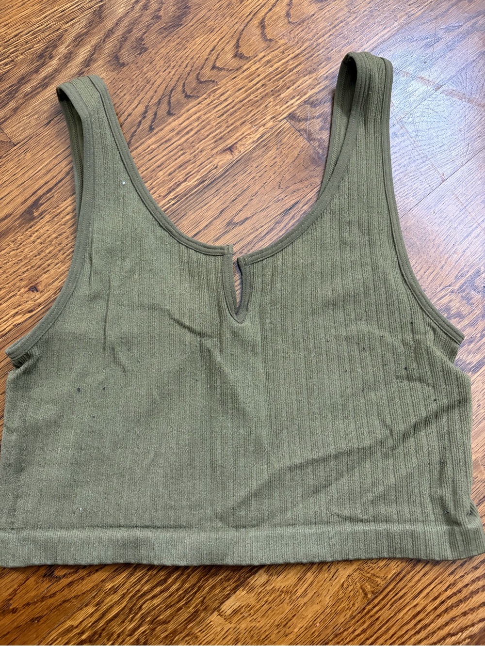 Women’s Olive Ribbed Tank Crop Top
